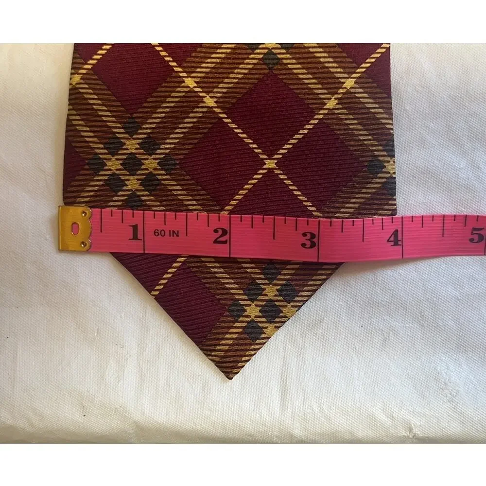 Vintage Joseph & Lyman All-Silk, Handmade Plaid Necktie - Brown Burgundy Tie